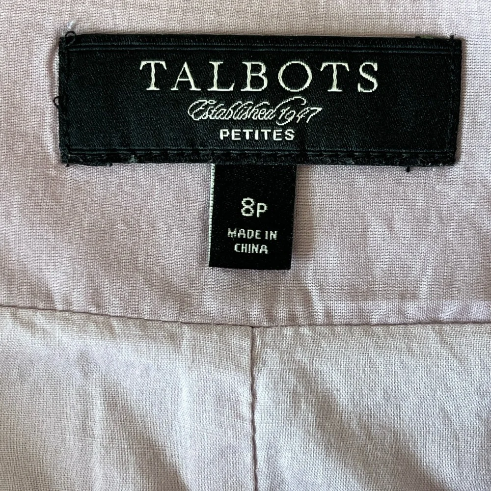 Talbots Lavender Paisley Embroidered Pleated Cotton Lined Full Skirt Size 8P
